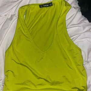 SHEIN Neon Green V-Neck Tank Top